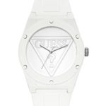 GUESS Women’s Logo Silicone Casual Watch, Color: White (Model: U0979L1)