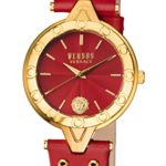 Versus by Versace Women’s ‘V Versus Eyelet’ Quartz Gold and Leather Casual Watch, Color:Red (Model: SCM060016)