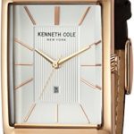 Kenneth Cole New York Men’s ‘Classic’ Quartz Stainless Steel and Leather Dress Watch, Color:Brown (Model: 10030831)