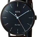 Vestal ‘Sophisticate’ Swiss Quartz Stainless Steel and Leather Dress Watch, Color:Brown (Model: SP42L07.DB)