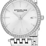 Stuhrling Original Women’s 579.01 Soiree Swiss Quartz Swarovski Crystals Date Silver-Tone Watch