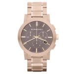 Burberry Taupe Chronograph Dial Rose Gold Plated Steel Mens Watch BU9353