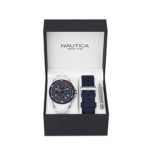 Nautica Men’s ‘NSR 200’ Quartz Stainless Steel and Silicone Casual Watch, Color:Blue (Model: NAD14533G)