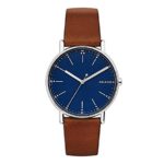 Skagen Men’s 40mm Signatur Stainless Watch with Brown Leather Strap