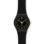 Swatch GB274 Golden Tac Black Gold Analog Dial Silicone Strap Unisex Watch NEW