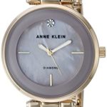 Anne Klein Women’s AK/2512LVGB Diamond-Accented Gold-Tone and Light Lavender Marbleized Bangle Watch