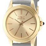 Invicta Women’s 15149 Angel 18k Yellow Gold Ion-Plated Stainless Steel Watch with White Leather Band
