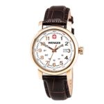 Wenger 01.1021.108 Women’s Urban Classic White Dial Rose Gold Steel Black Leather Strap Watch