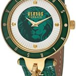 Versus by Versace Women’s ‘KEY BISCAYNE II’ Quartz Stainless Steel and Leather Casual Watch, Color:Green (Model: SCK100016)
