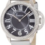 Freelook Women’s HA9048-7 Grey Satin Band Black Half Dial Silver Case Swarovski Bezel Watch