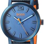 HUGO BOSS Men’s ‘BILBAO’ Quartz Stainless Steel and Leather Casual Watch, Color:Blue (Model: 1550039)