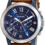 Fossil Men’s FS5151 Grant Chronograph Stainless Steel Watch With Light Brown Leather Band