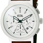 Vestal ‘Retrofocus Chrono’ Quartz Stainless Steel and Leather Dress Watch, Color:Brown (Model: SLRCL001)