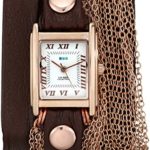 La Mer Collections Women’s LMDUO1002 Ros Gold-Tone Watch with Wraparound Brown Leather Band