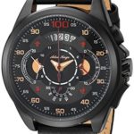 Adee Kaye Men’s ‘WHIRLLING COLLECTION’ Quartz Stainless Steel and Leather Sport Watch, Color:Black (Model: AKC8900-MIP/LBK-BK)