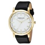 Kenneth Cole New York Men’s ‘Slim’ Quartz Stainless Steel and Leather Dress Watch, Color:Black (Model: 10030810)