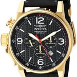 Invicta Men’s ‘I-Force’ Quartz Stainless Steel and Black Leather Casual Watch (Model: 20135)