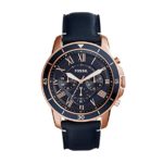 Fossil Men’s 44mm Grant Sport Chronograph Watch with Leather Strap