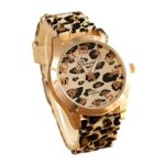 Fashion Unisex Leopard Silicone Jelly Gel Quartz Analog Wrist Watch(Gold)