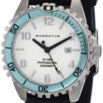 Women’s Quartz Watch | M1 Mini by Momentum | Stainless Steel Watches for Women | Dive Watch with Japanese Movement & Analog Display | Water Resistant ladies watch with Date – White / Aqua Rubber