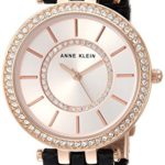 Anne Klein Women’s AK/2620BKRG Swarovski Crystal Accented Rose Gold-Tone and Black Resin Bracelet Watch