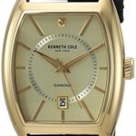 Kenneth Cole New York Men’s ‘Diamond’ Quartz Stainless Steel and Leather Dress Watch, Color:Black (Model: 10030818)
