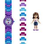 LEGO Friends 8020165 Olivia Kids Buildable Watch with Link Bracelet and Minifigure | purple/white | plastic | 28mm case diameter| analog quartz | boy girl | official