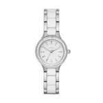 DKNY Women’s ‘Chambers’ Quartz Stainless Steel and Ceramic Casual Watch, Color:Silver-Toned (Model: NY2494)