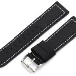 Hadley-Roma Men’s MSM740RA 220 22-mm Black Silicone Layered Leather Watch Strap