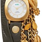 La Mer Collections Women’s LMCW7801 Leaf Charm Grey Leather Watch