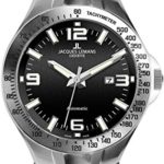 Jacques Lemans Men’s GU218A Geneve Collection Tornado Automatic Black Leather Watch