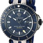 Versace Men’s ‘V-Race Diver’ Swiss Quartz Stainless Steel and Silicone Casual Watch, Color:Blue (Model: VAK020016)