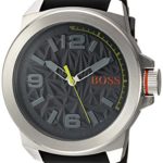 BOSS Orange Men’s Quartz Stainless Steel and Silicone Casual Watch, Color:Grey (Model: 1513354)