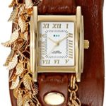 La Mer Collections Women’s LMCW9002 Gold Multi Leaf Charms Wrap Watch
