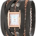 La Mer Collections Women’s LMCLIFTON001 Gold-Plated Watch with Black Leather Wrap Band