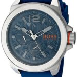 BOSS Orange Men’s ‘NEW YORK’ Quartz Stainless Steel and Silicone Casual Watch, Color:Blue (Model: 1513348)
