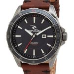 Rip Curl Men’s ‘DVR’ Quartz Stainless Steel and Leather Sport Watch, Color:Brown (Model: A2999-NAV)
