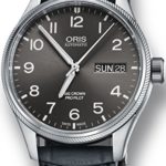Oris Big Crown ProPilot Day Date Mens Stainless Steel 45mm Grey Face Oris Watch – Grey Leather Band Swiss Automatic Watch 01 752 7698 4063-07 5 22 06FC