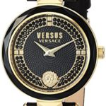 Versus by Versace Women’s ‘COVENT GARDEN CRYSTAL’ Quartz Stainless Steel and Leather Casual Watch, Color:Black (Model: VSPCD2217)
