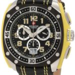 Swiss Military Calibre Men’s 06-4F1-04-002 Flames Black & Yellow Chronograph Leather Watch