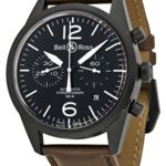 Bell and Ross Black Dial Chronograph Brown Leather Automatic Mens Watch BRV126-BL-CA-SCA