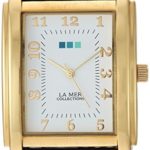 La Mer Collections Women’s ‘Tank Black’ Quartz Gold-Tone and Leather Casual Watch, Color:Grey (Model: LMHOZ2023)