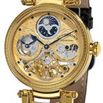 Stuhrling Original Men’s 353A.333531 Magistrate Automatic Skeleton Dual Time Gold Tone Watch