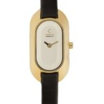 Obaku Women’s V136LGIRB  Gold Titanium Coated Black Leather Watch
