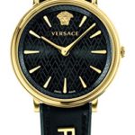 Versace Women’s ‘MANIFESTO EDITION’ Swiss Quartz Gold-Tone and Leather Casual Watch, Color:Black (Model: VBP040017)