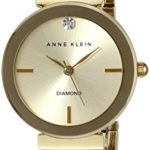 Anne Klein Women’s AK/2434CHGB Diamond-Accented Gold-Tone Bracelet Watch
