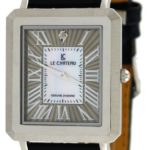 Le Chateau #1808M_GRY Men’s Diamond Accented Slim Leather Dress Watch