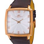 Mens Swiss Stainless Steel & Leather Watch by Adee Kaye-Rose tone