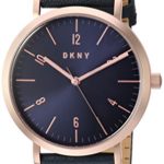 DKNY Women’s ‘Minetta’ Quartz Stainless Steel and Leather Casual Watch, Color:Blue (Model: NY2614)