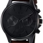 Vestal ‘Heirloom Chrono’ Quartz Stainless Steel and Leather Dress Watch, Color:Brown (Model: HEI39CL06.DBBK)